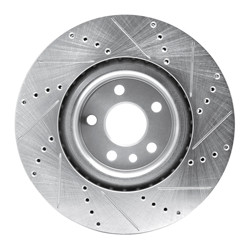 Jaguar E-Pace Brake Rotor (1) - Front Left - R1 Concepts - Drilled & Slotted - Silver - `15-`19